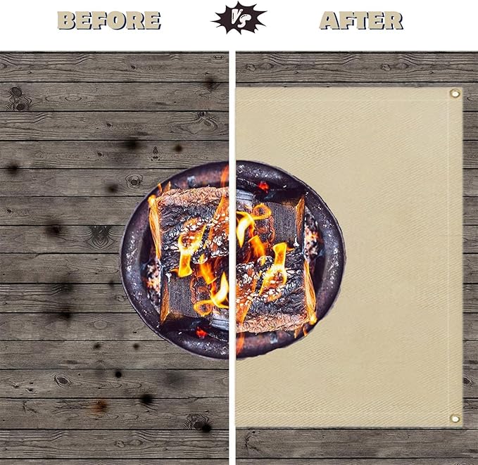 SoloWilder Fire Pit Mat 20" Wood Stove Under Grill Mat (940°F Safety) for Deck BBQ Fireproof Floor Tent Campsite Insulation Protection