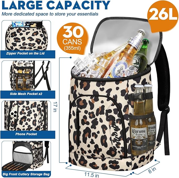Capolo Cooler Backpack for Men Women Insulated Backpack Cooler Leak Proof Thermal Bag Beverage Soft Cooler Bag Lunch Backpack for Camping 30/45 Cans