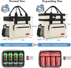 Coobiiya Large Expandable Insulated Lunch Bag Cooler Bag，12-23L Lunch Box for Men Double Deck Leakproof，Heavy Duty LunchBag Cooler Bags for Camping, Travel, Kayaking & Beach