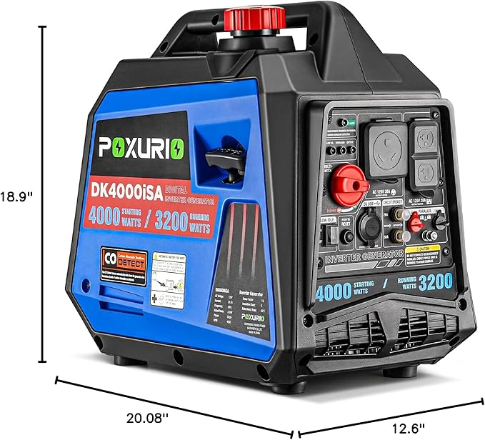 2450-Watt Portable Inverter Generator for Home Use, 1.6Gallon Large Fuel Tank Up to 8.3 Hours Use, 120V Gas Powered Generator Super Quiet - EPA Compliant, Sky Blue