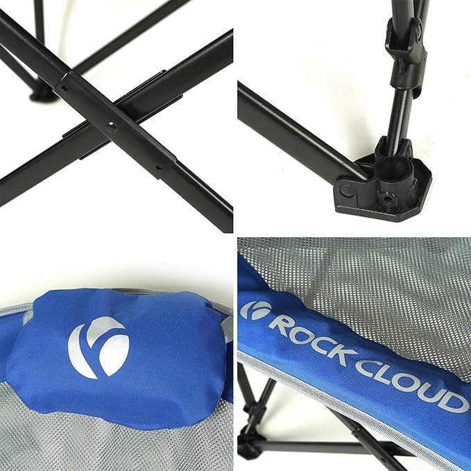 ROCK CLOUD Folding Camping Chair Oversized Padded Moon Chairs Outdoor for Camp Lawn Hiking Fishing Sports, Blue