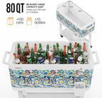 VINGLI 80 Quart Rolling Ice Chest, Portable Patio Party Bar Drink Cooler Cart, with Shelf, Beverage Pool with Bottle Opener