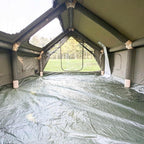 Inflatable Canvas Camping Tents with Stove Jack – Air Beam Blow Up Family Camping Tent for 2–6 People, Fast Setup Shelter with Hand Pump