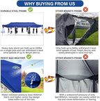 COBIZI 10x30 Pop up Canopy Tent 10x30 Canopy No Sidewall Waterproof Heavy Duty Commercial for Parties Outdoor Garden Gazebo Tent, Carry Bag with Wheel(10x30ft No Sidewalls, Dark Blue)