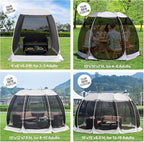 Alvantor Pop Up Screen House Gazebo with Mosquito Netting, Instant UV Resistant Sun Shelter for Patio & Backyard, Portable Canopy Tent for 2-10 Person