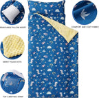 Bunnikins & Clover Toddler Nap Mat with Removable Pillow, Nap Mats for Preschool, Easy Clean Toddler Nap Pad for Kindergarten, Kids Sleeping Bag for Travel Camping