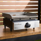 Blackstone 1971 Original 17” Tabletop Griddle with Stainless Steel Front Plate, Powder Coated Steel, Black