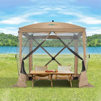 COBIZI 6x6 FT Pop up Gazebo Tent, Waterproof Instant Screen with Mosquito Netting, Portable Outdoor Small Screen Tents Sun Shelter, carpas para Patio for Outdoor Camping, Backyard and Garden, Khaki