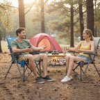 SUNNYFEEL Folding Camping Chair Outdoor Reclining Adjustable 3 Position Heavy Duty Adults 500 LBS Capacity with Hard Armrests & Cup Holder, Blue Ergonomic Chairs for Outdoor, Camp, Beach, Travel, RV