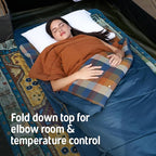 Kelty Wayback Flannel Lined Sleeping Bag, Built in Blanket, Traditional Rectangle Shape, Organic Flannel Cotton Liner, Dual Locking Slide Zips