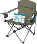 Internet's Best XL Padded Camping Folding Chair - Cooler Bag - Outdoor - Sports - Insulated Cup Holder - Heavy Duty - Carrying Case - Beach - Extra Wide - Quad