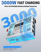 3000W Power Inverter 12V to 110V/120V, Solar Inverter Remote for RV Camping Off-Grid Solar Inverter Systems