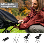 TSE HC100 Camping Chair, 3.36lbs Lightweight Folding Chair with Cup Holder, Portable and Easy to Carry for Camping, Beach, Hiking, Urbain, Festival or Garden (Silver)