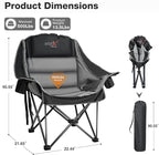 2 Pack Oversized Camping Chair, Portable Folding Padded Camp Chairs with Side Pocket, Cup Holder, Heavy Duty Support 500LBS Outdoor Lounge Chair for Adults, Fishing, Sports, Trip, Black