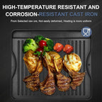 Criditpid Flat Griddle Top Plate Replacement Parts for Gas Stove, Charcoal, Electric, Propane, Gas Grill, 14" x 16" 2-in-1 Reversible Pre-Seasoned Cast Iron Cooking Griddle for Camping Tailgating.