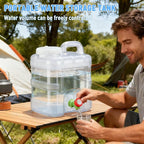 2.6 Gallon Water Jug, 10L Portable Water Container with Spigot, Cleaning Brush, Detachable Hose, BPA-Free Camping Hydration Canteen, Outdoor Tank Storage PC- Clear