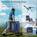 MFSTUDIO Zero Gravity Chairs, Oversized Patio Recliner Chair, Padded Folding Lawn Chair with Cup Holder Tray, Support 400lbs, Cyan