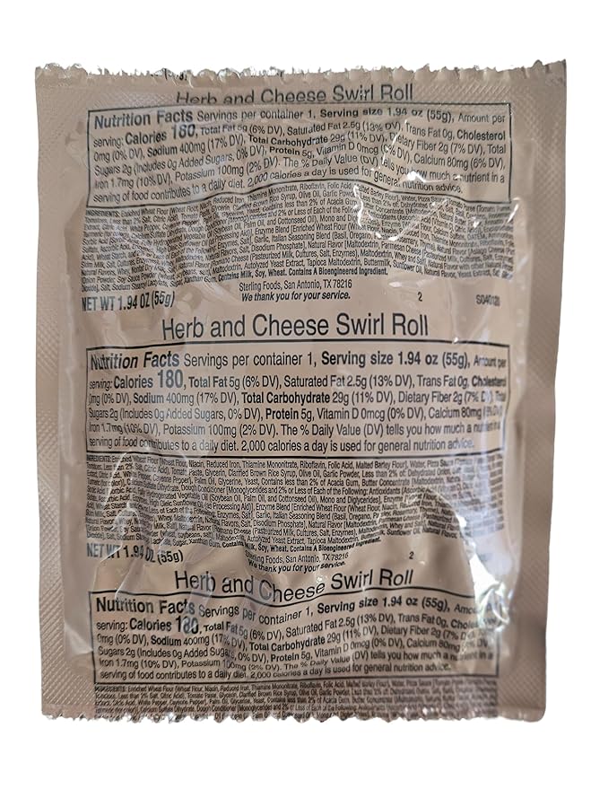 MRE (Meal Ready to Eat) BREADS - Authentic USGI US Military Ration Components - Many Bread Options to Choose from - Available in 3,6,12,24,48 and 100 Packs (6, Italian Herb and Cheese Roll)