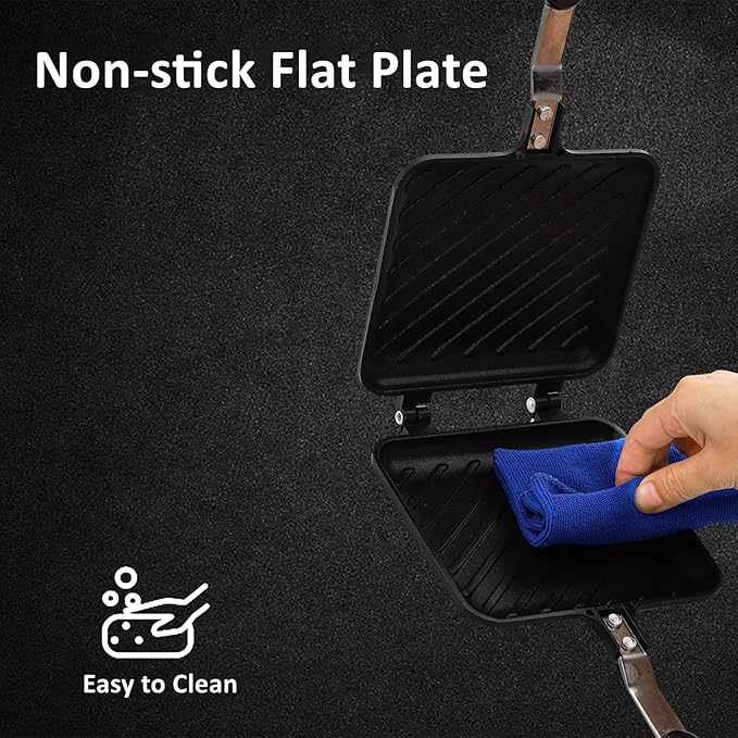 ZOOFOX Sandwich Maker, Grilled Sandwich and Panini Maker Pan with Non-Stick Plates, Stovetop Toasted Sandwich Maker Aluminum Flip Pan for Home Kitchen, 5.9" L x 14.2" H