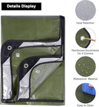 RedSwing 2 Pack Heavy Duty Waterproof Emergency Thermal Tarp, Insulated Survival Blanket for Outdoor Camping, Hiking, and Emergency Shelter, Green