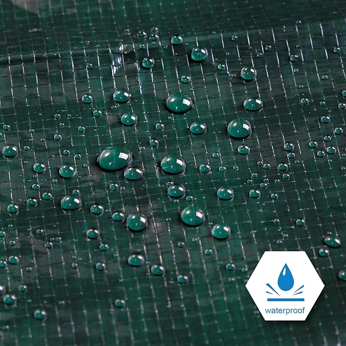 CARTMAN Finished Size 30x40 Feet Waterproof Green Tarp 8 Mil Thick, Multipurpose Protective Cover for Emergency Rain Shelter Camping Tarpaulin