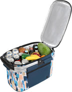 ALLCAMP Picnic Basket - Insulated Cooler, Thickening Foldable Picnic Basket with Removable Baskets & Sewn-in Frame, Basket for House Warming Gifts New Home(Graffiti Pattern)