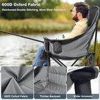2 Pack Oversized Camping Chair, Portable Folding Padded Camp Chairs with Side Pocket, Cup Holder, Heavy Duty Support 500LBS Outdoor Lounge Chair for Adults, Fishing, Sports, Trip, Black