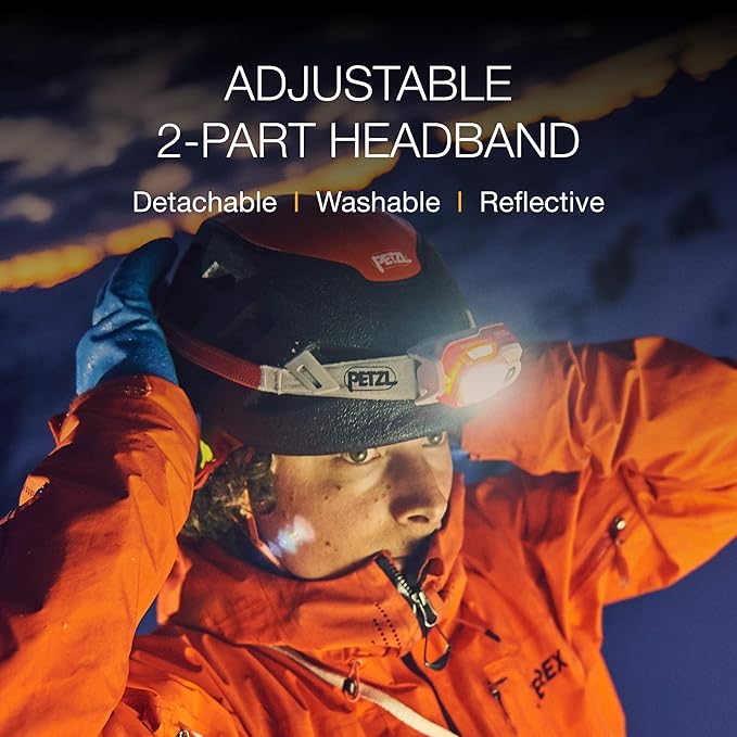 PETZL, Swift Rl Lamp Orange, Compact, Very Powerful and Rechargeable headlamp Featuring Reactive Lighting® Technology. 900 lumens.