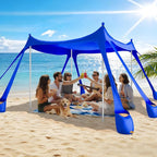 Beach Tent Sun Shelter UPF 50+,10x10 FT Beach Canopy Tent Sun Shade,Pop Up Beach Canopy with 8 Sandbags,Outdoor Beach Shade for Camping Trips, Fishing, Backyard Fun Picnics (Royal Blue)