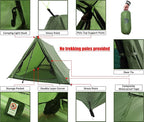 2-Person Trekking Pole Tent for Backpacking - Ultralight A-Frame Backpacking Tent, Two Person Waterproof Hiking Tent for Camping, Lightweight Camping Tent for Scouts, Trekker (No Poles)