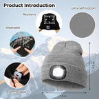 LED Beanie Hat with Light, Headlamp Beanie Cap Unisex Winter Warm Knit Night Light Hat, Knit Beanie Gifts for Men Women Kid