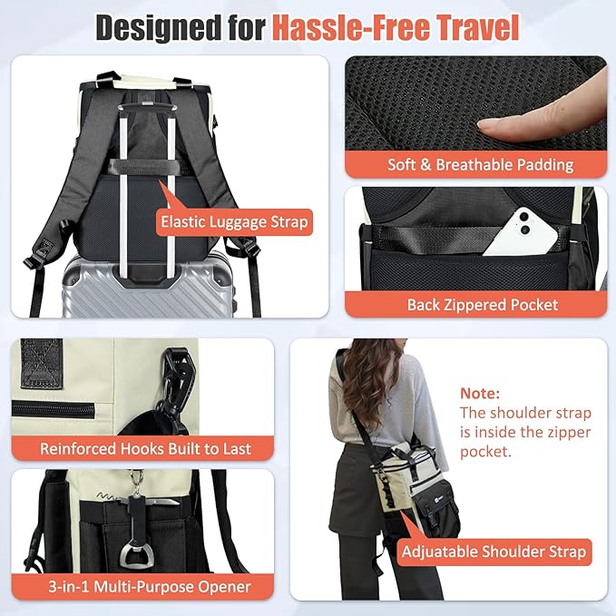 Backpack Cooler for Women, AYAMAYA Stylish 35 Cans Leakproof Soft Cooler Backpack, Waterproof Insulated Lunchbox Shoulder Bag Keeps Cold for Up to 18 Hours for Camping, Beach, Work, Picnic, Travel