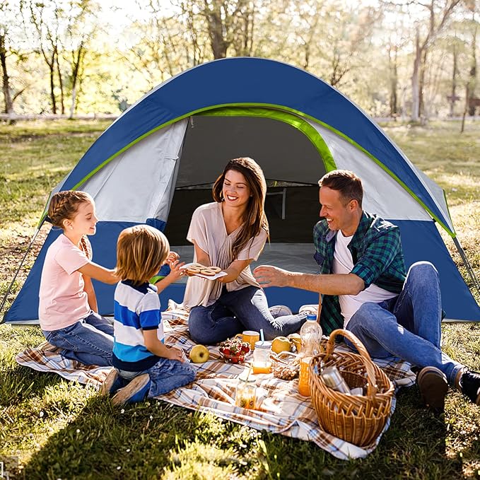 Camping Tent 2-4 Person, Waterproof Windproof Tent with Rainfly Easy Set up-Portable Dome Tents for Camping…