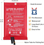 Fire Blanket for Kitchen Home Emergency - Fiberglass Blankets Fire Survival Suspension Flames Retardant Extinguisher Great for Stove Car Garage Office Camping Caravan BBQ Safety (1-Pack)