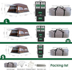 Family Tent Doble Layer Dome Tent Waterproof Camping Tent with 2 Extra Dark Sleeping Cabins for Outdoor Hiking Camping Climing
