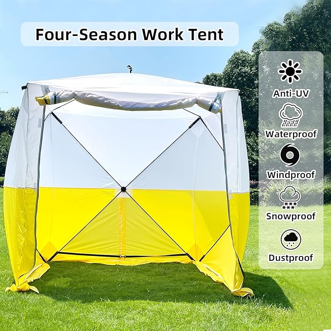 Pop Up Work Tent Instant Tool-Free Setup Portable Shelter for Outdoor Worksite, Construction, Gardening,Roadside Repairs,Emergency Shelter- Waterproof & UV Resistant Canopy 6ft x 6ft x 6.6ft