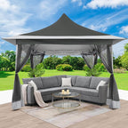 COBIZI 12x12 Pop up Canopy Gazebo on Clearance, Outdoor Canopy Tent with Mosquito Netting & Sandbags,Patio Portable Gazebo for Garden,Backyard & Lawn,Darkgrey