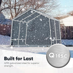 Quictent 10x10FT Large Storage Shed Multi-Use Shelter with Roll-Up Mesh Windows, Heavy Duty Portable Garage for Motorcycle, ATV, Riding Mower Waterproof Storage Tent with Reinforced Frame, Dark Gray