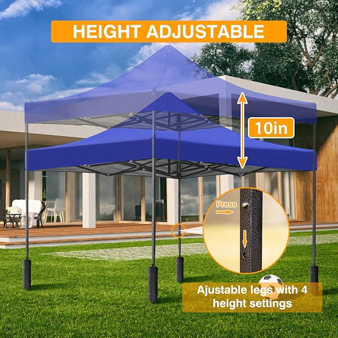 BestOffice Canopy Tent, 10X10 FT Pop Up Canopy Outdoor Instant Tent Slant Legs with Carrying Bag, Portable Gazebo Shelter for Patio Deck Garden and Beach