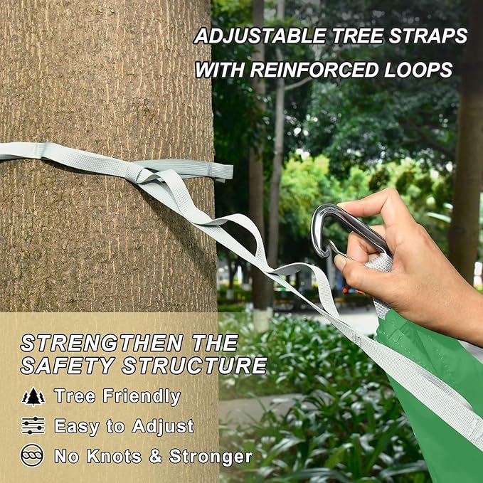 Yard Hammock Clover Green Portable Hammocks with Tree Straps 114" x 54"