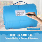 Jay Franco Kids Nap Mat with Embedded Pillow & Blanket – Soft 46"x20" Microfiber Sleeping Bag with Name Tag & Handle for School, Travel, Sleepover