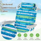 GYMAX Beach Chair, 330lbs Backpack Lounger with 5-Position Backrest, Storage Bag, Side Pocket, Towel Bar & Headrest, Foldable Low Beach Lounge, Portable Aluminum Lay Out Camp Chair (2, Blue)