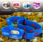 BLITZU Hands-Free Headlamp, Blue, 165 Lumen, Adjustable Light Modes, Battery Powered, Waterproof, Impact Resistant