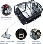 FREECOLSH Black Waterproof Caddy, 16" x 11" x 11", with Detachable Strap and Shoulder Pad for Carrying Utensils and Camping Supplies