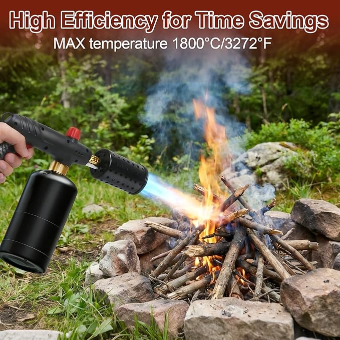 Propane Torch Gun，Flame Thrower,Cooking Blow Torch Gun with a Safety Lock,Charcoal Lighter,Adjustable Kitchen Torch Gun for Campfire，Grill, Sous Vide, BBQ (Tank Not Included)