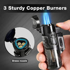 Urgrette Torch Lighter Refillable Butane Triple Torch Lighters Jet Flame Gas Lighter Pocket Lighter for Camping Grill Fireplace Camping (Without Fuel) 2 Pack,Orange