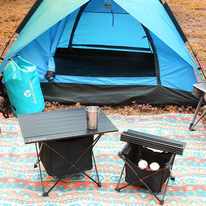 ROCK CLOUD Portable Camping Table Ultralight Aluminum Camp Table Folding Compact Beach Table with Storage Bag for Camping Hiking Backpacking Outdoor Picnic(Reinforced Frame-Small)