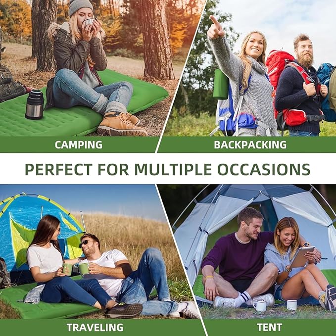 5" Extra Thick Inflatable Camping Sleeping Pad with Built-in Pillow & Foot Pump - Compact for Backpacking, Hiking, Travel