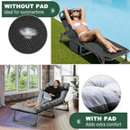 LILYPELLE Folding Outside Chaise Lounge Chair with Mattress, 5 Position Adjustable Patio Folding Lounge Chair Reclining Chairs Perfect for Sunbathing, Camping, Pool, Beach, Patio