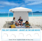 EAGLE PEAK 10x10 Pop Up Canopy Tent with Sidewall, Compact, Portable Slant Leg Instant Sun Shelter for Beach, Sports, & Camping, 10x10 Base 8x8 Top, White